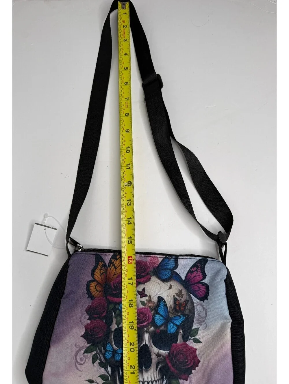 Gothic Skull Roses Butterflies Crossbody Bag Colorful Purse